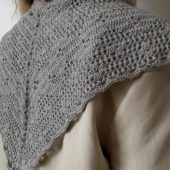 Hand Knitted Alpaca Wool Headscarf: Light Grey Lace Triangle Shawl