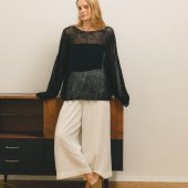 Electric Blue Mohair Knit Sweater: Sheer Boho Pullover