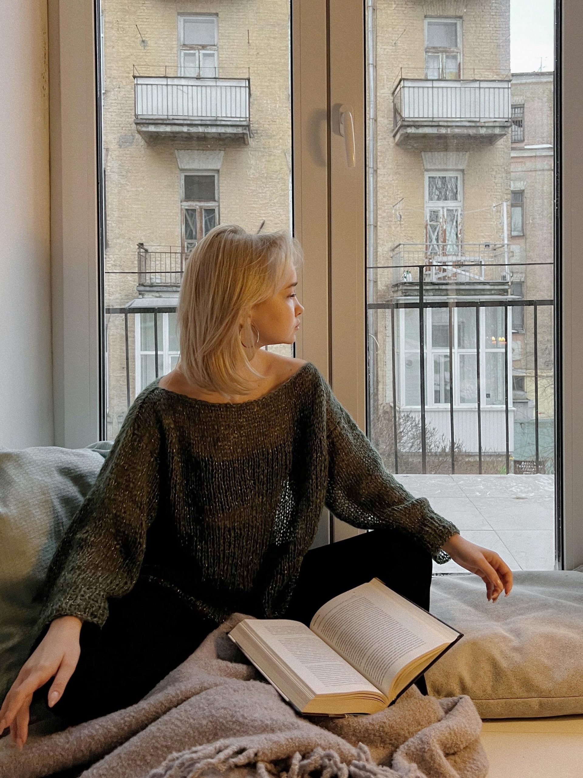 Electric Blue Mohair Knit Sweater: Sheer Boho Pullover