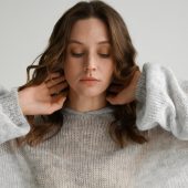 Hand Knitted Mohair Hoodie: Gray Slouchy Knitwear