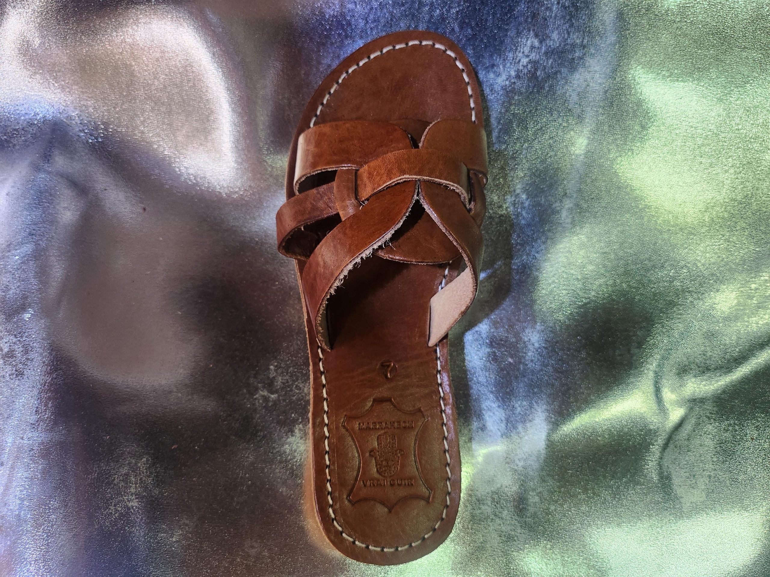 Handmade Moroccan Leather Sandals For Women – Brown Flat Shoes Gift