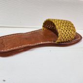 Handmade Moroccan Yellow Leather Sandal For Women – Woven Flats – Bright Summer Boho Shoes – Artisan Braided Leather Slippers – Gift For Her