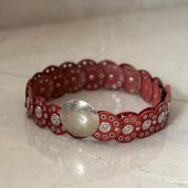 Handmade Moroccan Red Leather Belt With Silver Buckle – Wide Boho Waist Belt