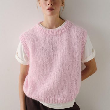 Hand-knitted Pink Mohair Vest: Women's Cozy Knitwear